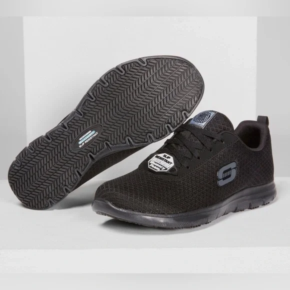 Work Relaxed Sketchers Ghenter SR 772 Black Non Slip Sneaker Womens 9 W Wide 39 - Picture 13 of 14